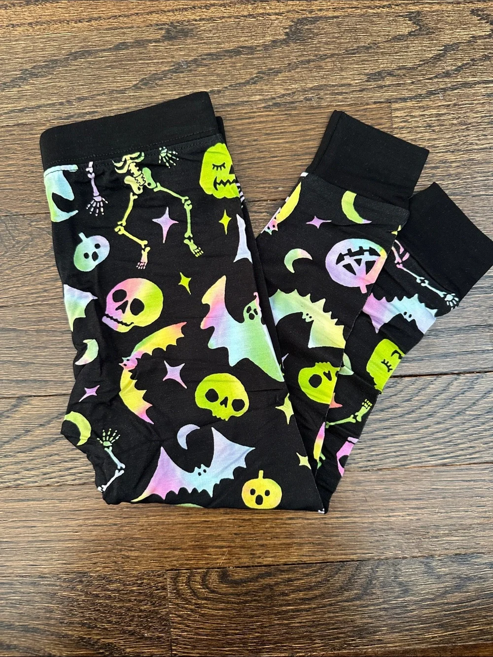 Little Sleepies Black Pajama Set with Neon Pastel Halloween Motifs